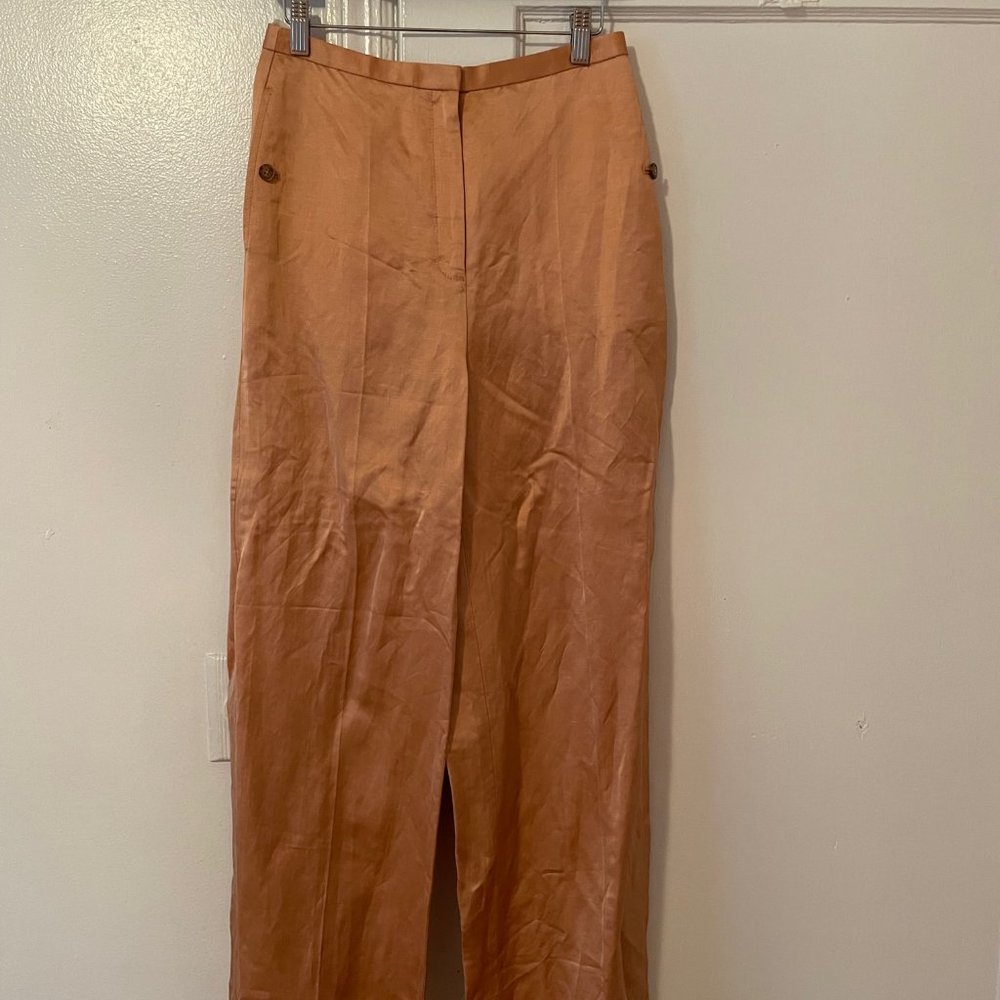 Tory Burch Silk / Linen Wide Leg Trouser